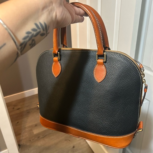 Dooney & Bourke Black and Brown Leather Satchel